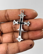 Black Stone Cross Charm