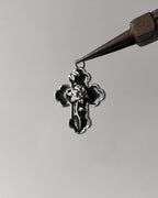 Black rose cross charm