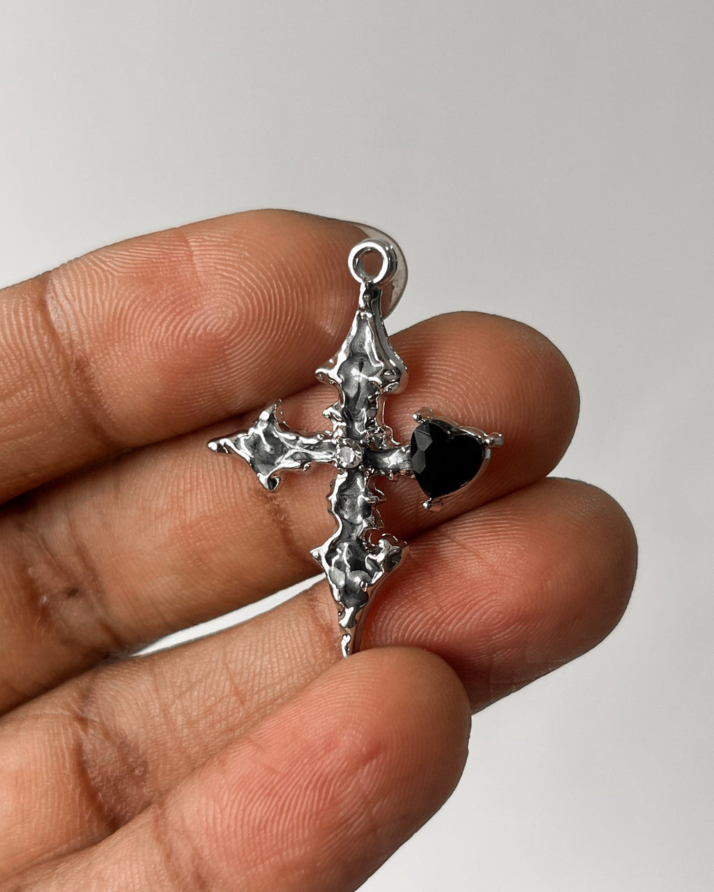 Black Heart Cross Charm - 3 pc