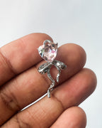Pink heart ribbon charm
