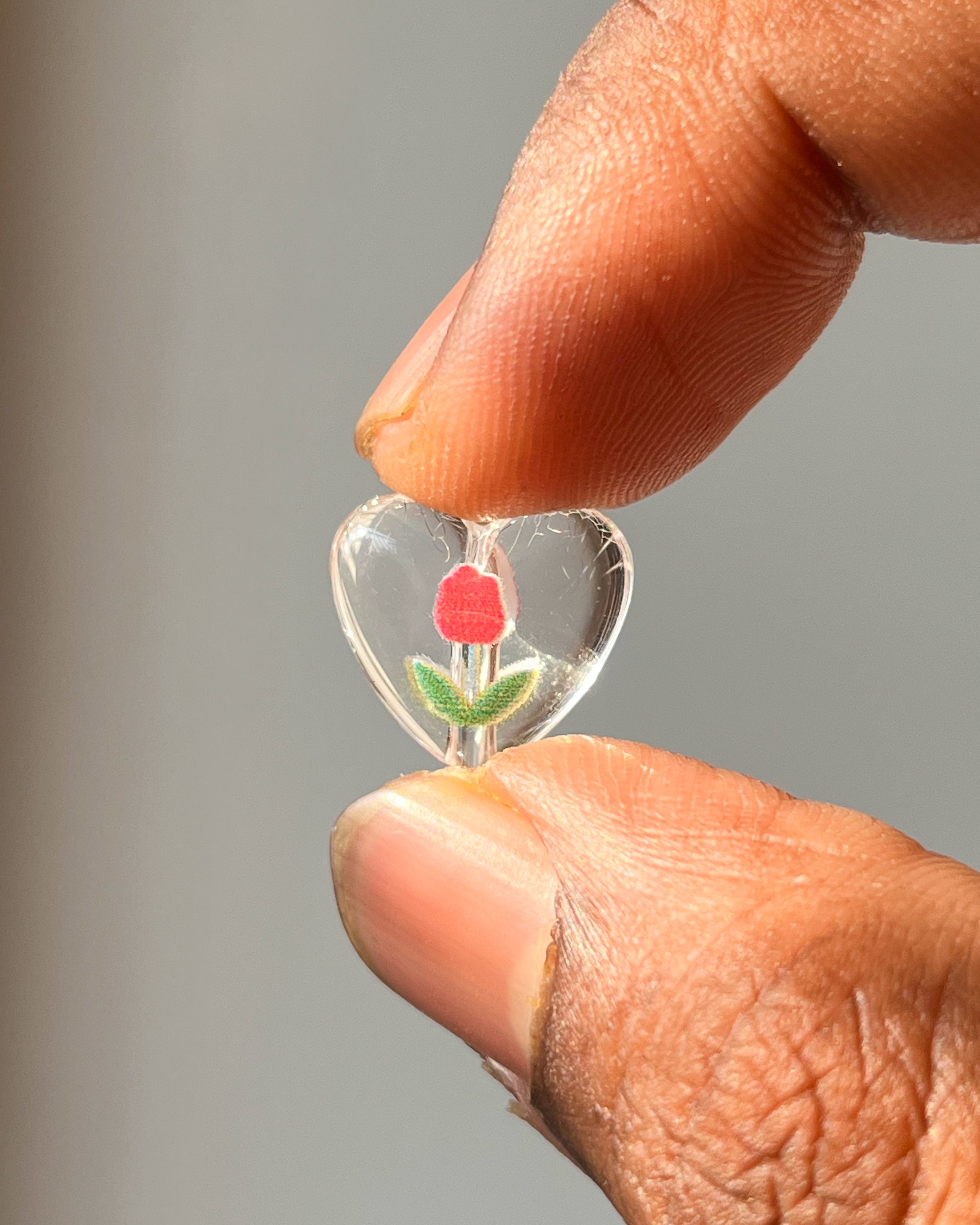 Tulip heart beads // 10 pc