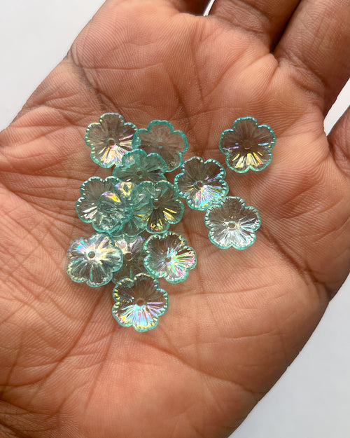 1.0 blue Flower beads - 25 grams