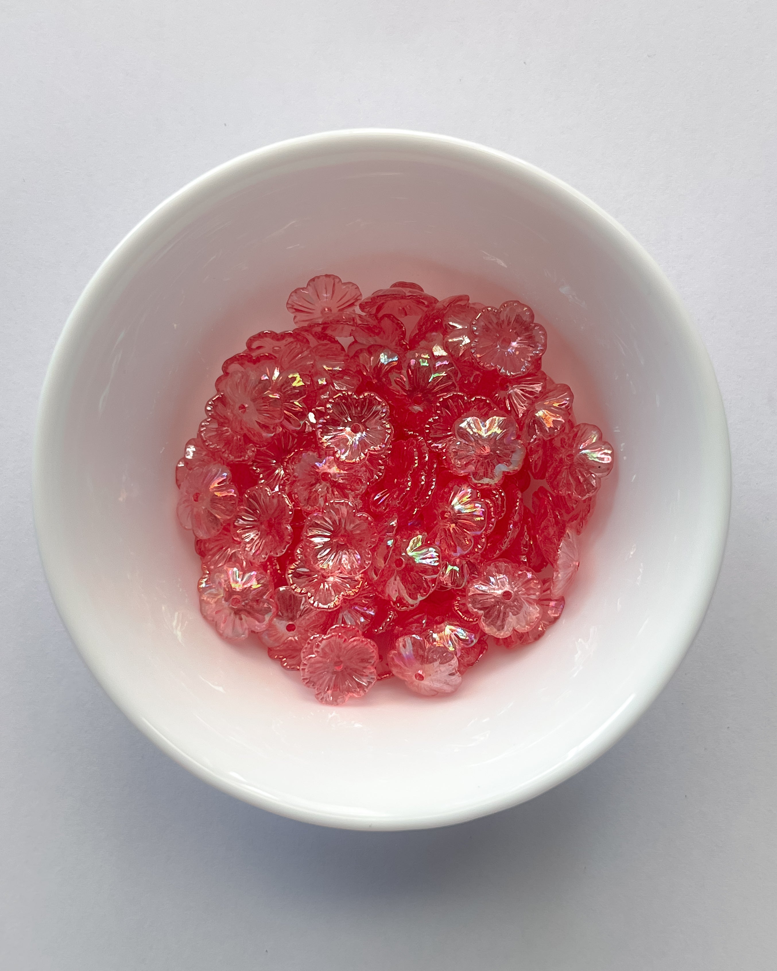 1.0 dark pink Flower beads - 25 grams