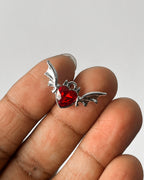 Red heart wing charm