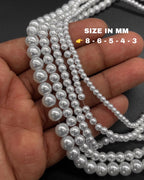 White Pearl Glass Beads - Pack of 90-100