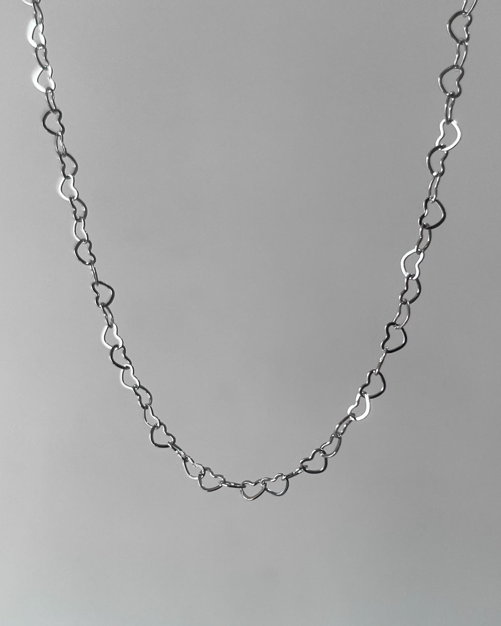 Silver heart link chain - 1 meter