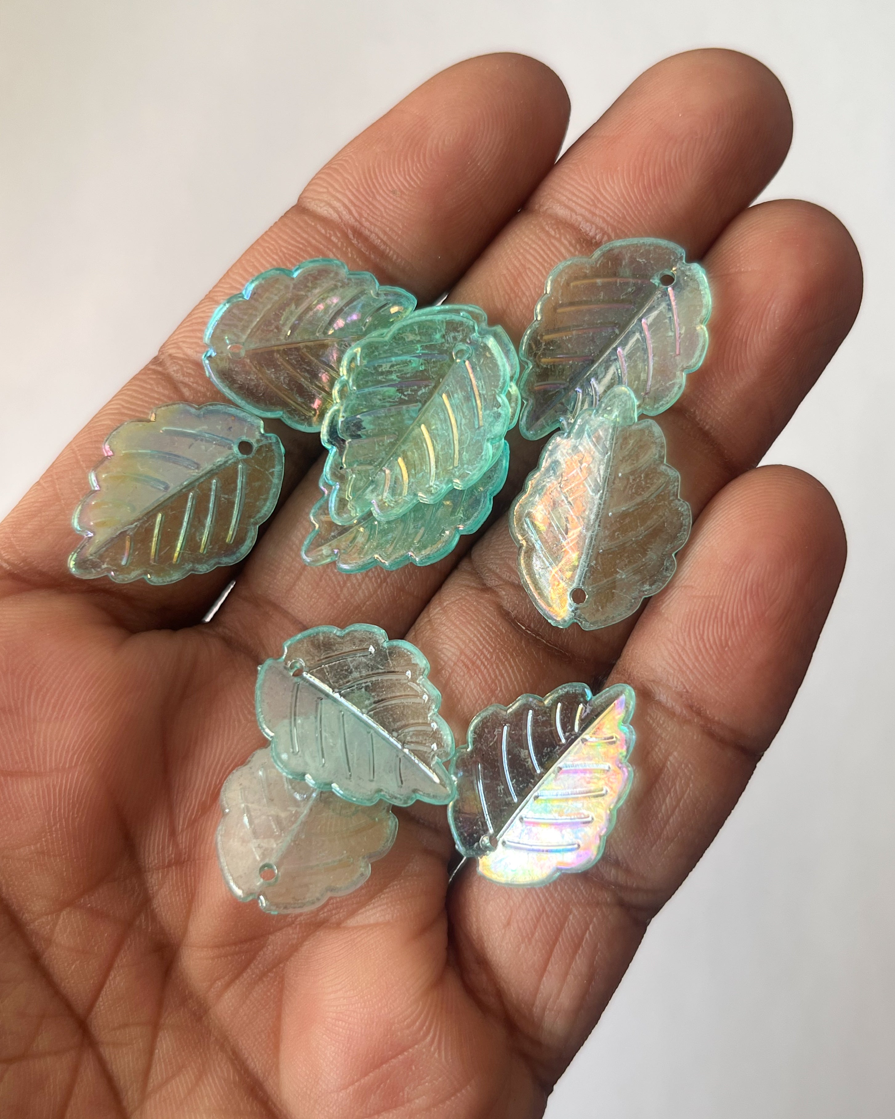 Big blue leaf beads - 25 grams