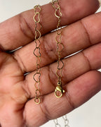 Gold heart link steel chain : 18 inch