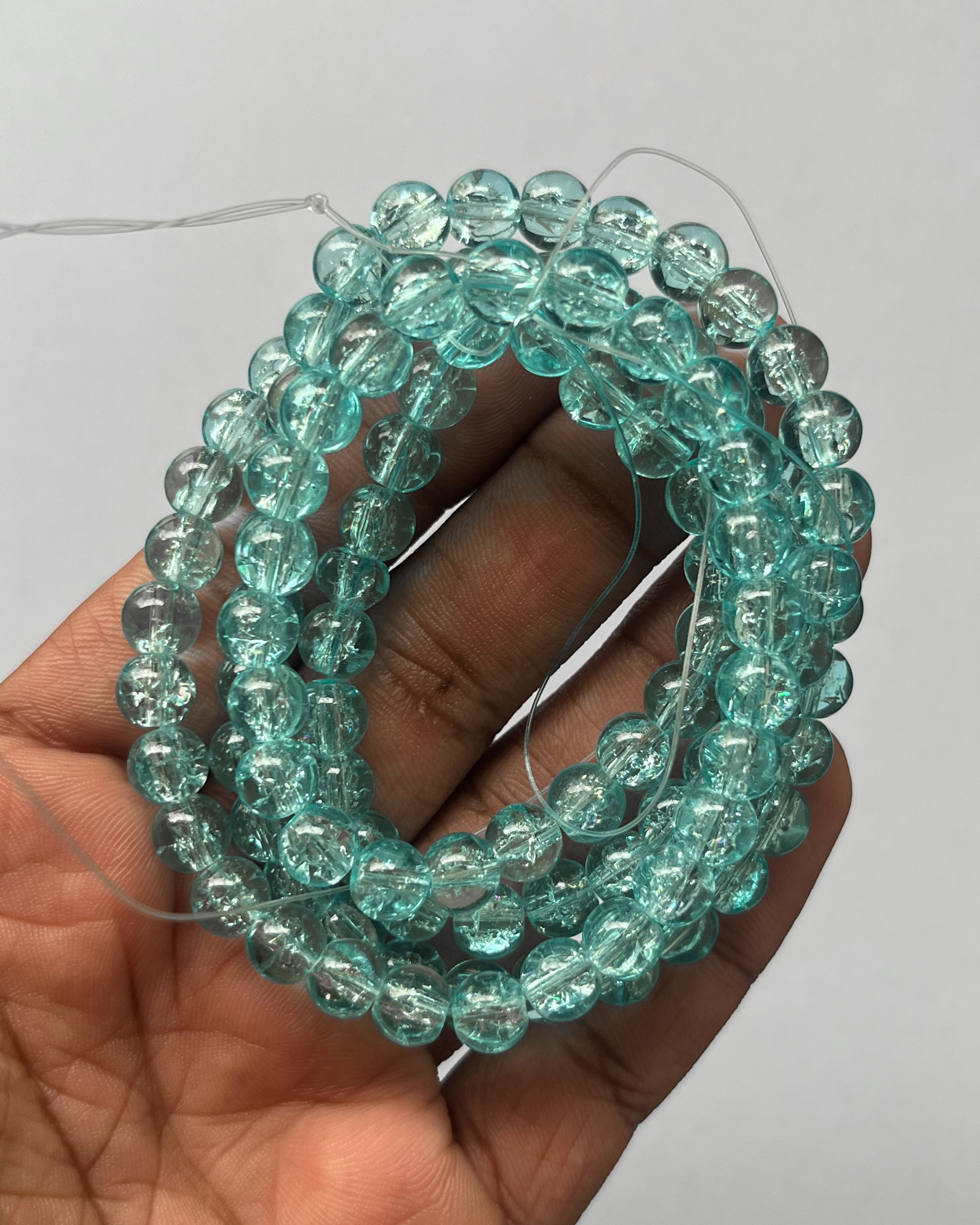Blue Crackle beads - 1 line