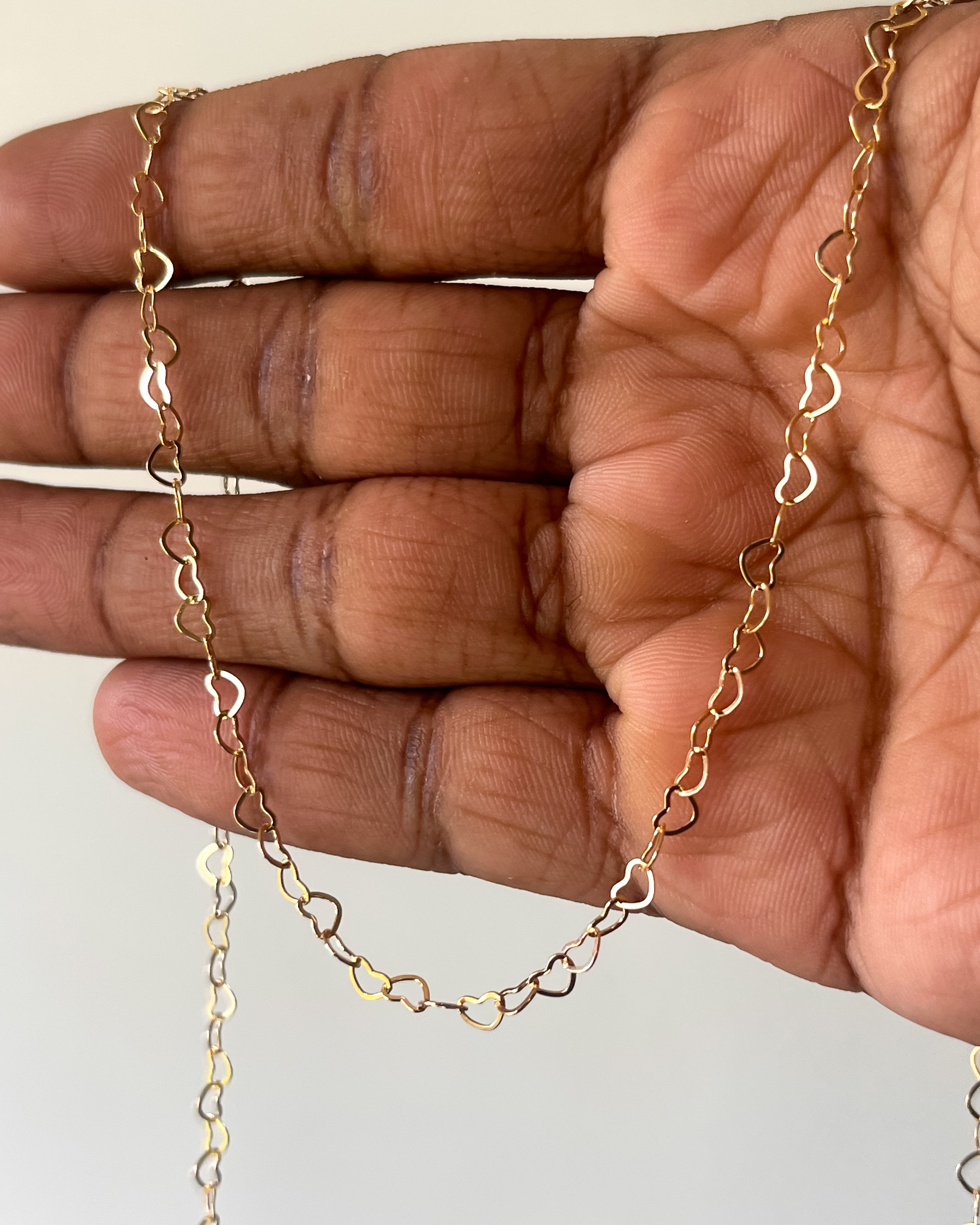 Gold heart link chain - 1 meter