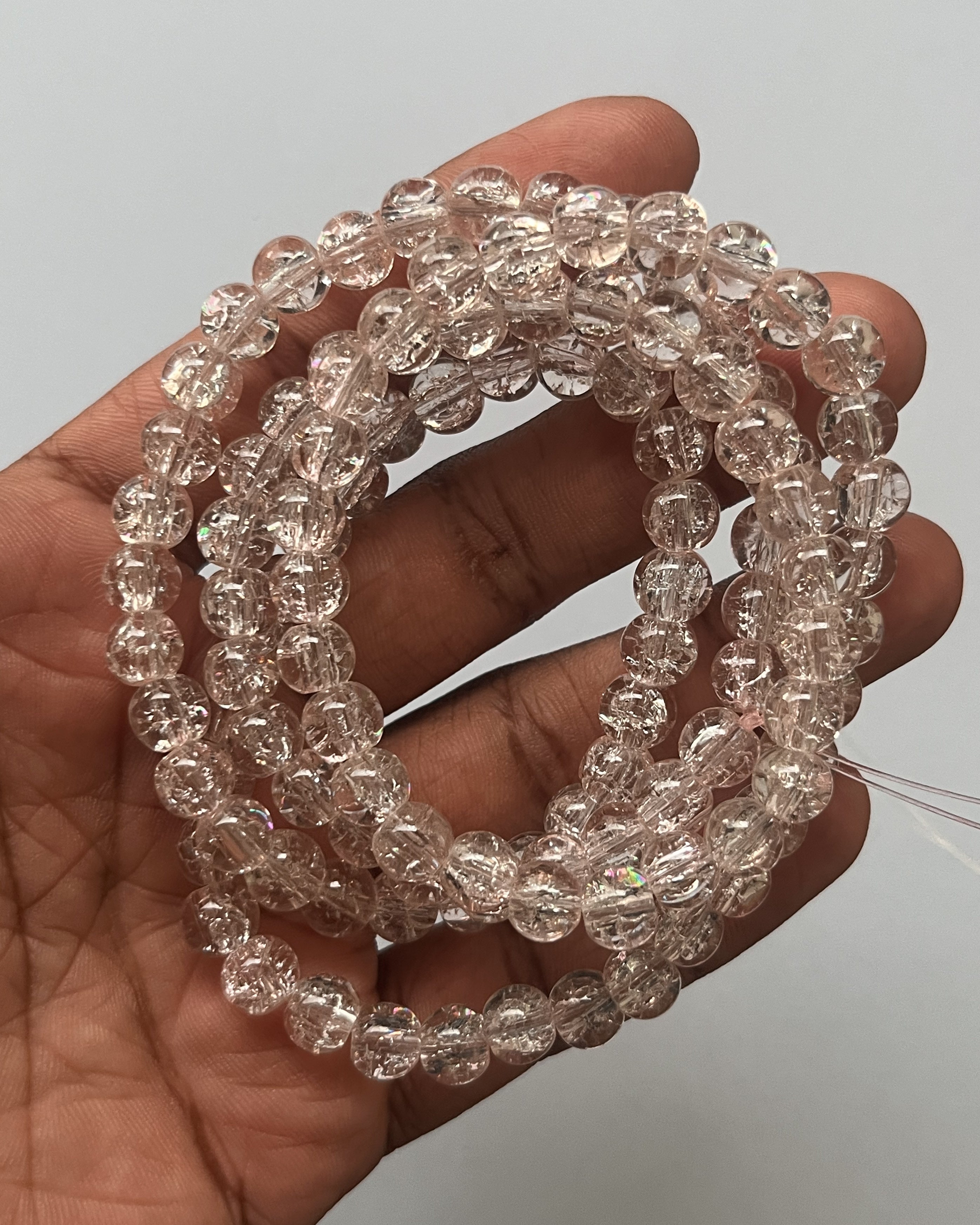 Light pink Crackle beads - 1 line