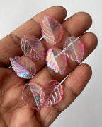 Big dark pink leaf beads - 25 grams