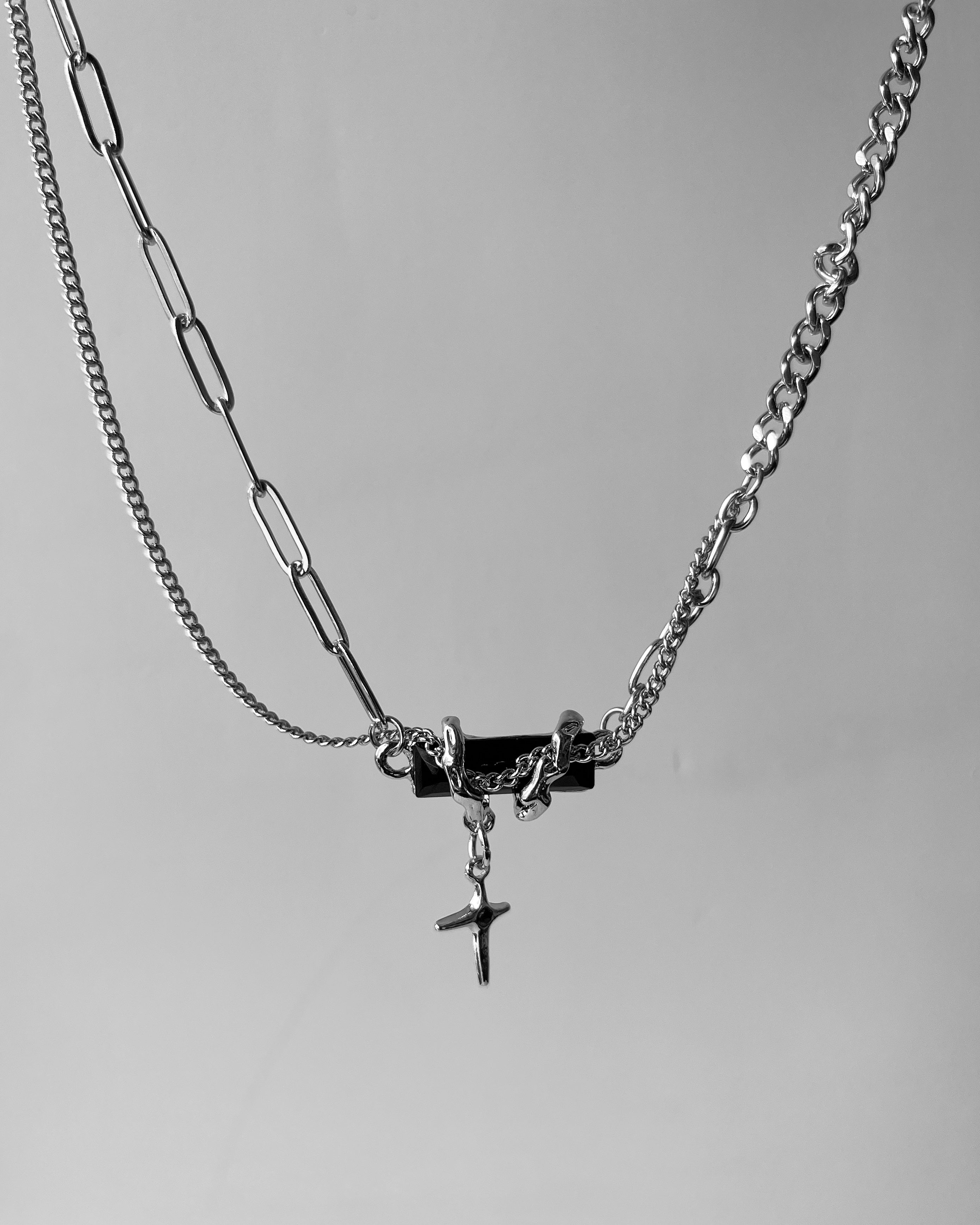 Onyx Steel Chain Necklace
