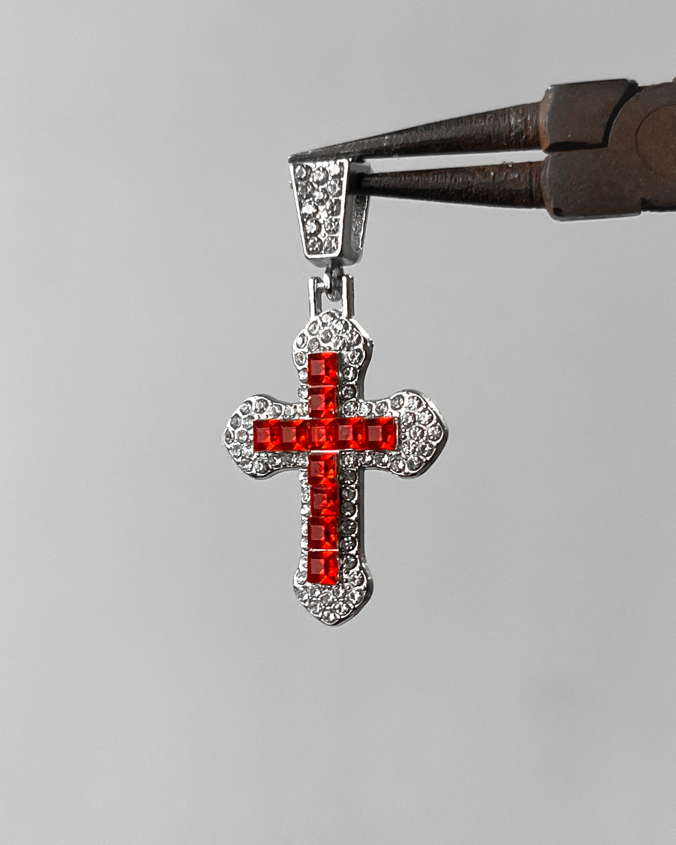 Red stone cross charm