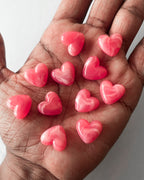 Pink heart jelly beads // 25 grams