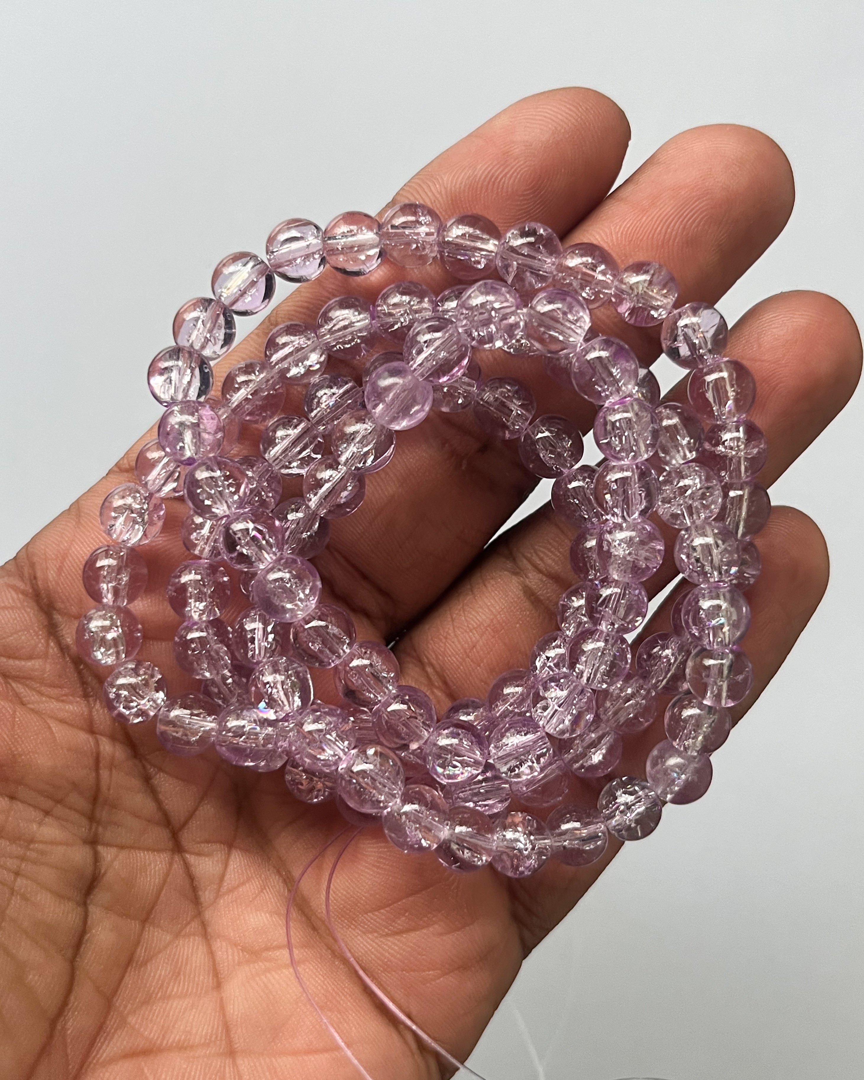 Purple Crackle beads - 1 line
