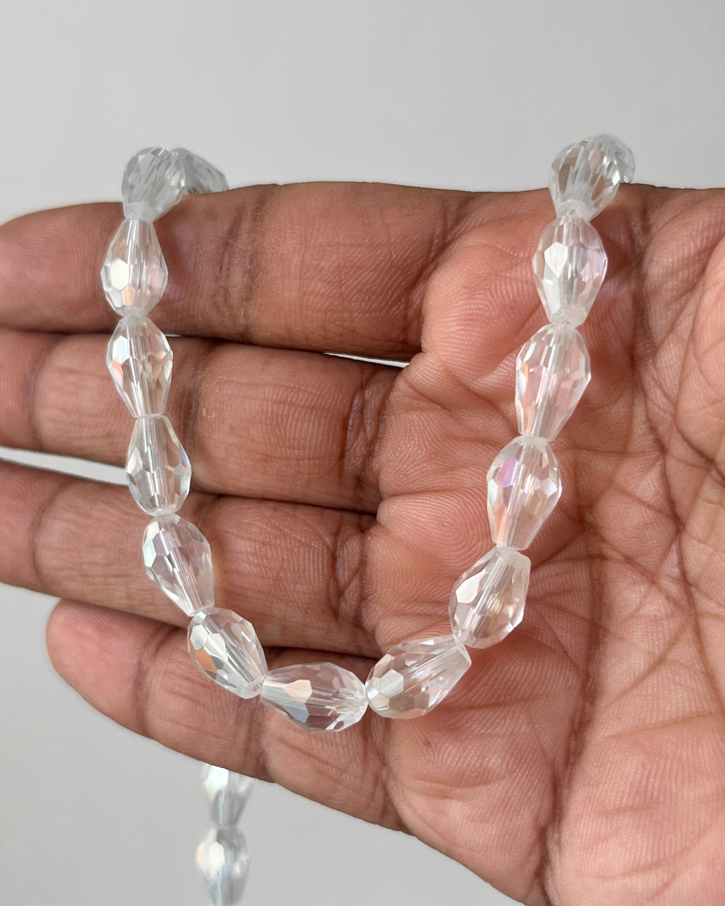 White Drop Crystal Beads | 8mm | 1 line