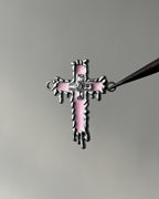 2 hole pink dripping cross