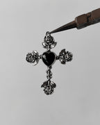 Black rose heart cross