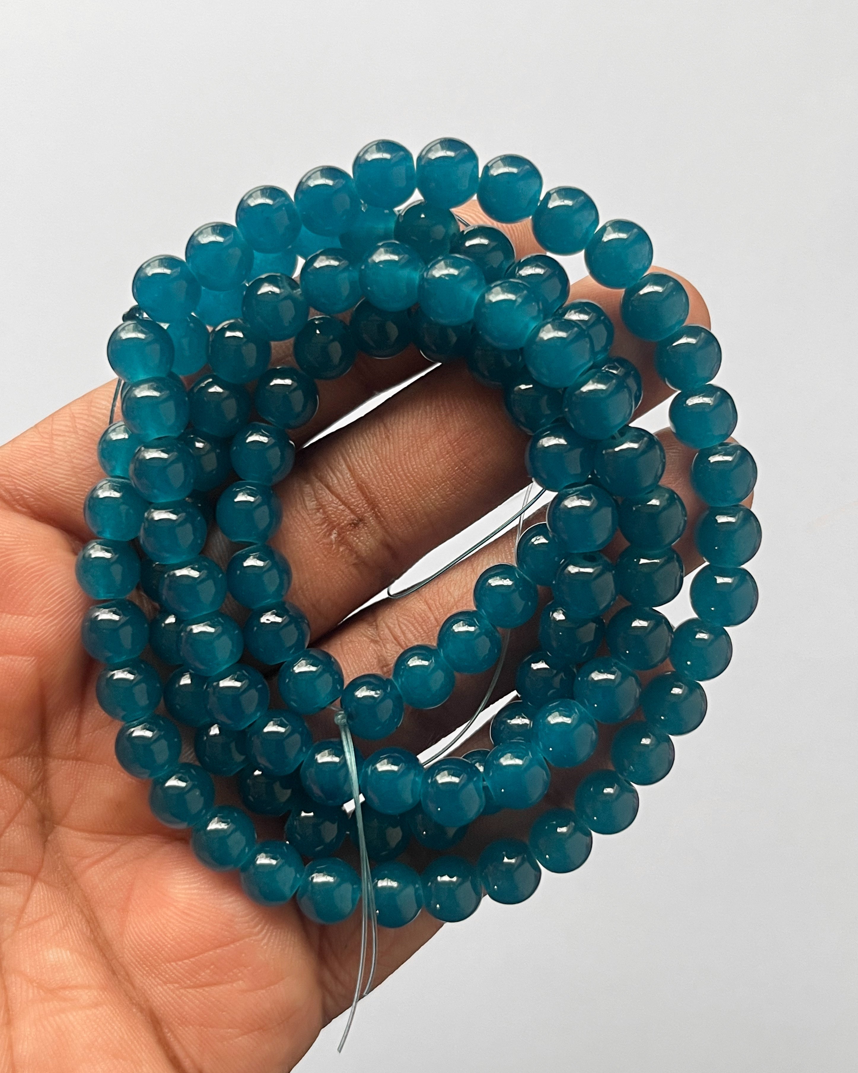 Peacock Blue Jelly beads - 1 line