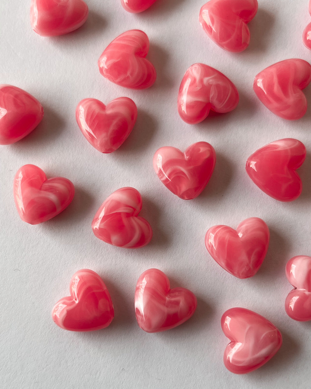 Pink heart jelly beads // 25 grams