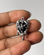Melting black heart charm - 3 pc