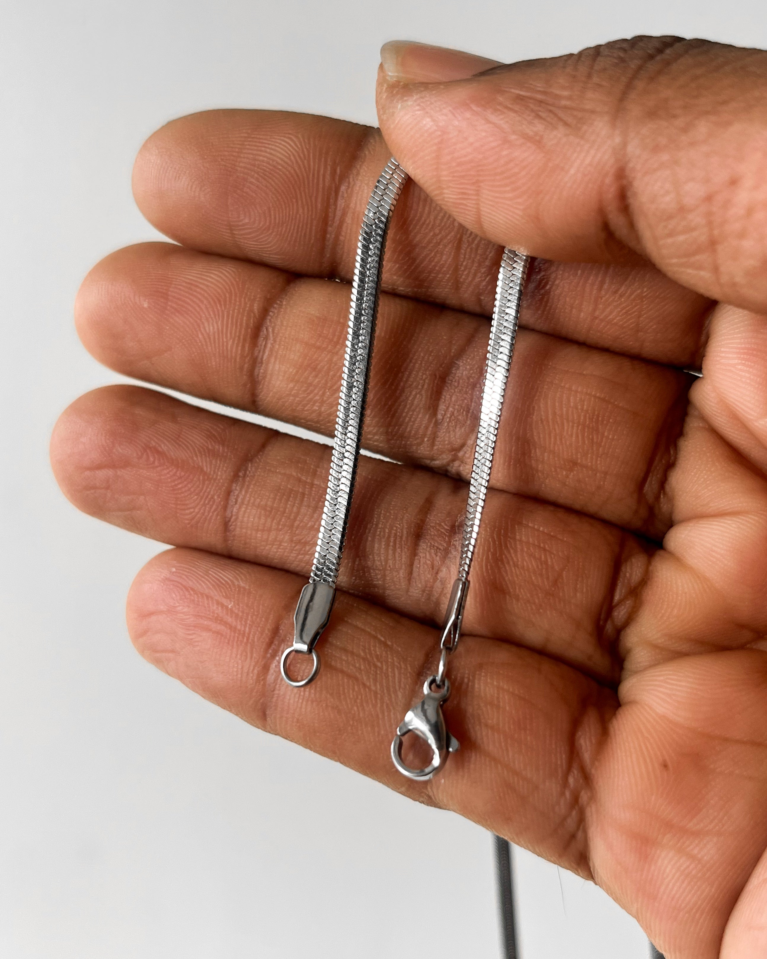 Silver Flat snake chain // 18 inch