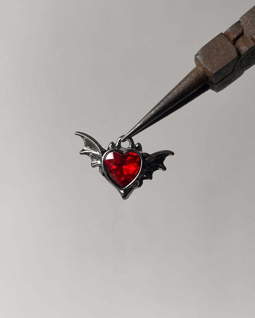 Bat red heart charm