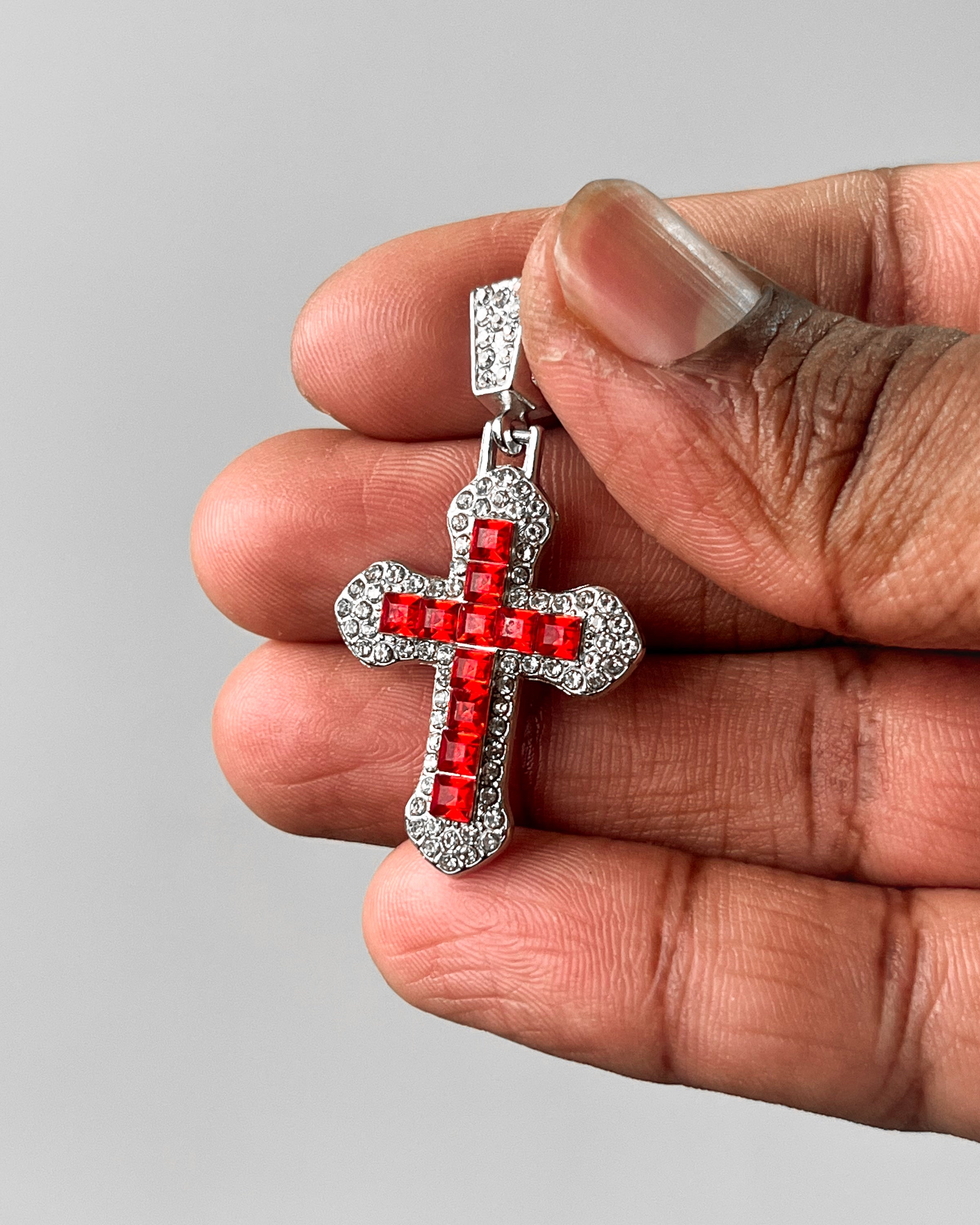 Red stone cross charm