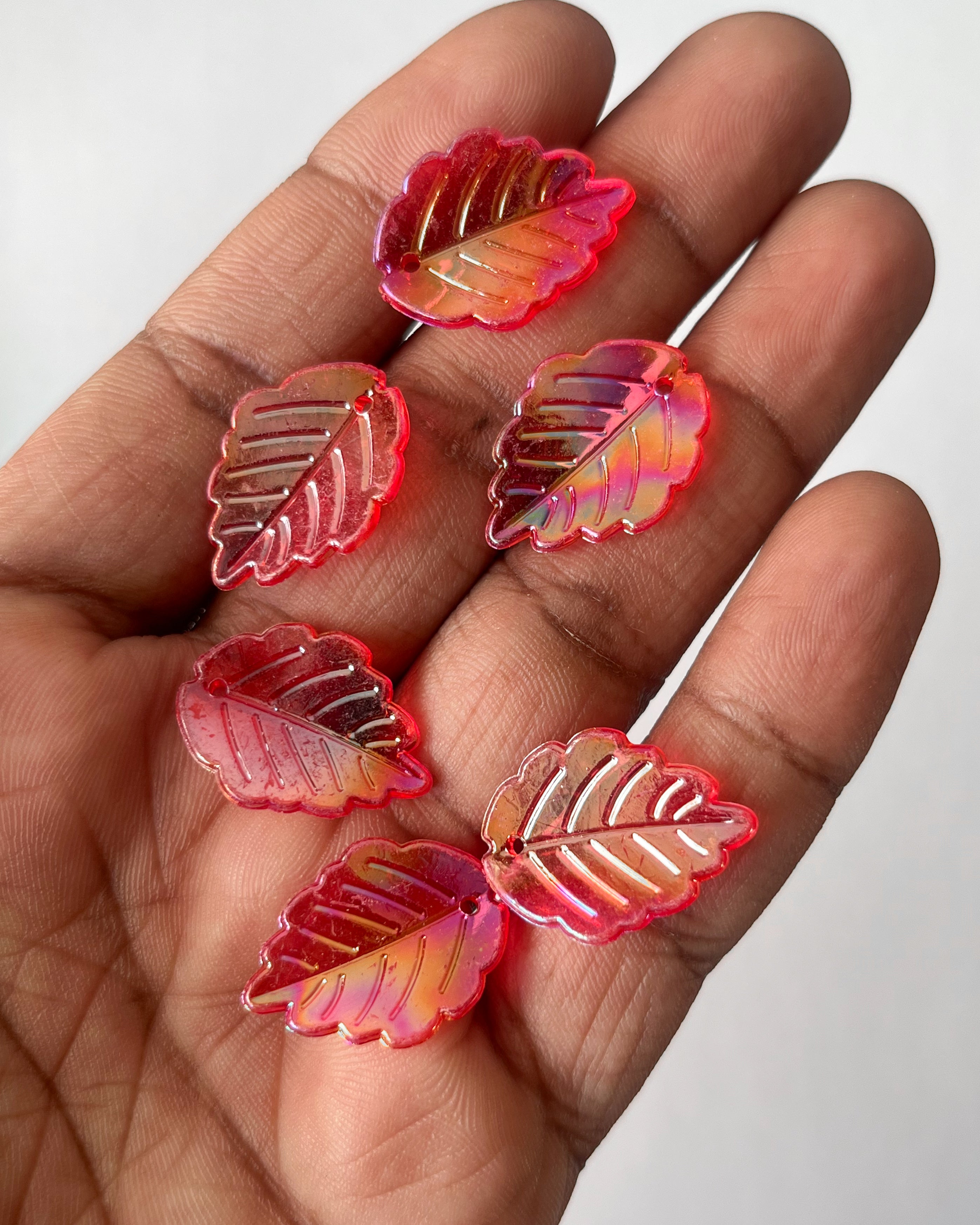 Big red leaf beads - 25 grams