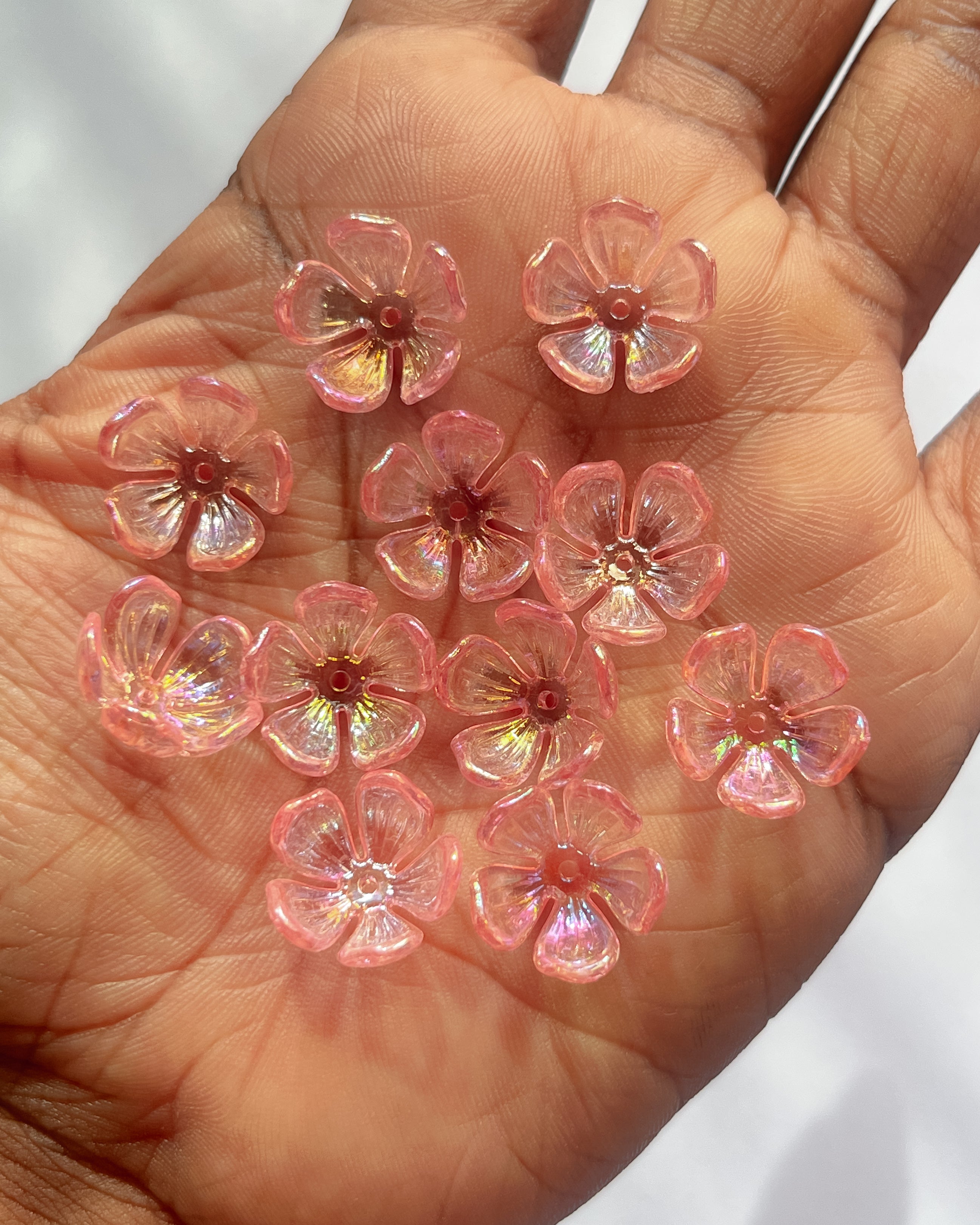 3.0 pink flower beads - 25 grams