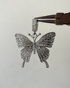 Silver iced butterfly pendants