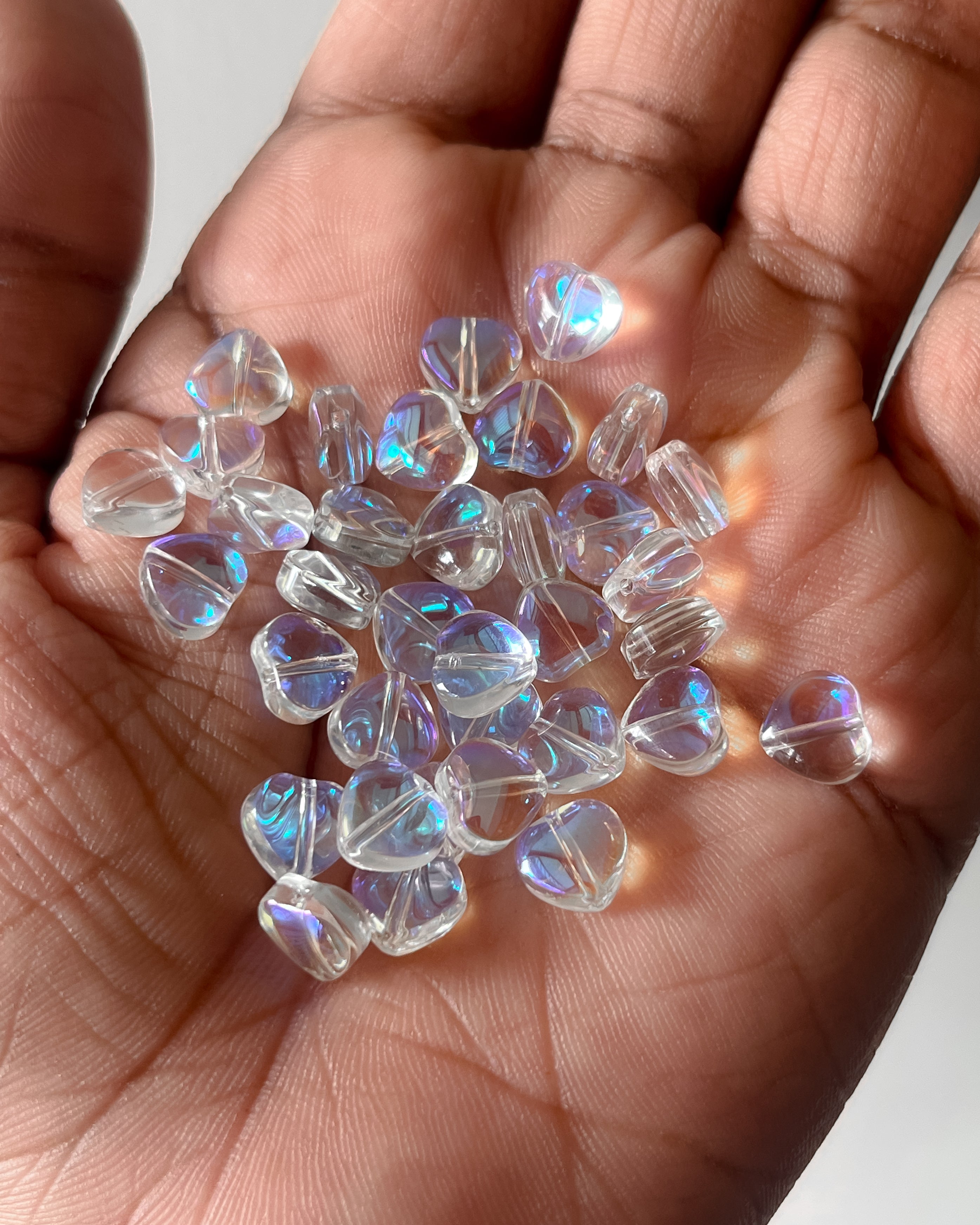 Heart glass beads  // 25 pc