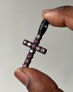 Pink stone Black cross charm