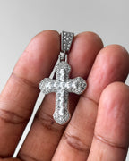 White iced cross pendant