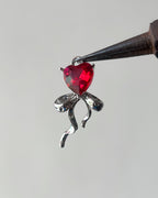 Red heart ribbon charm