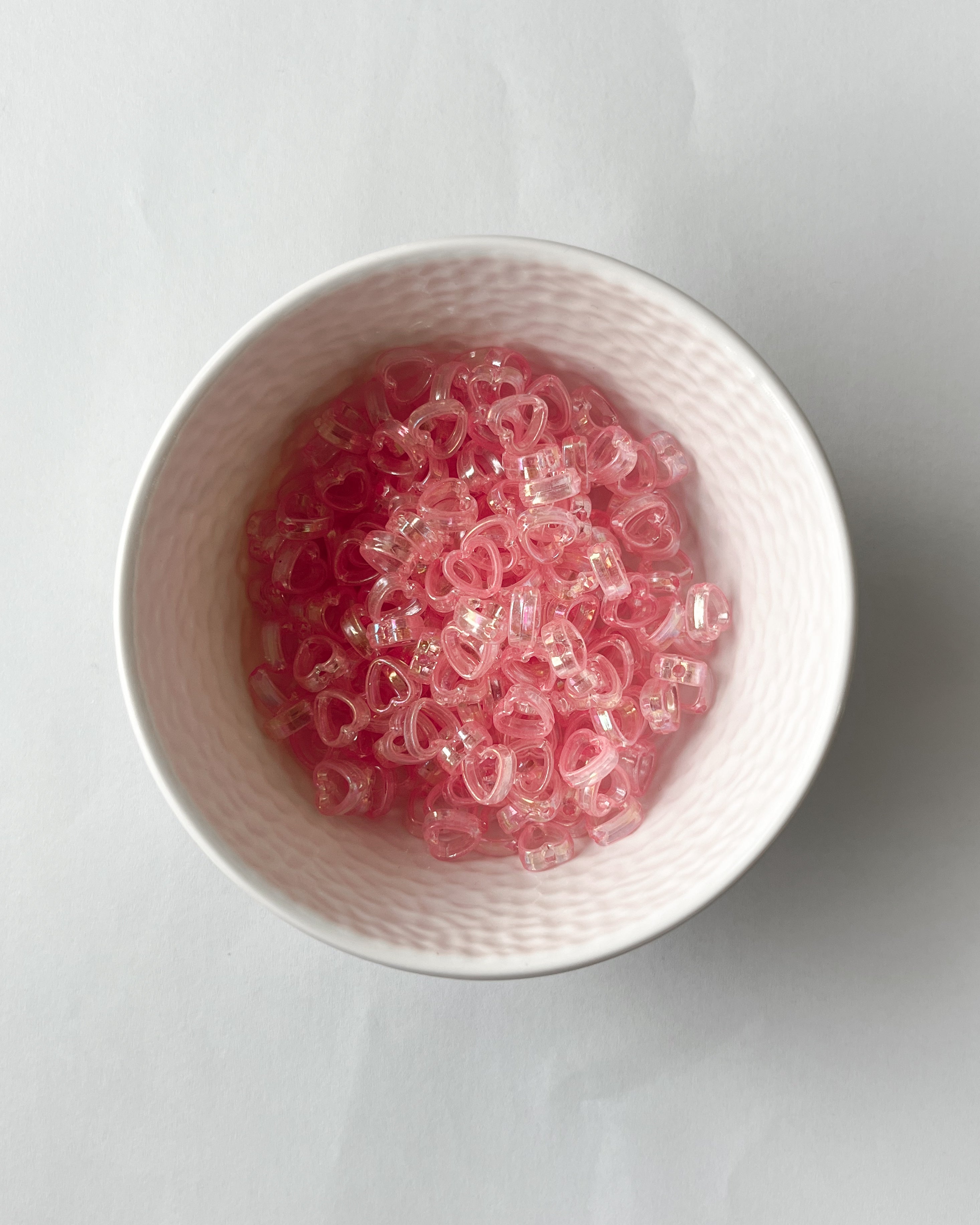 Pink Hollow Heart Beads Pack of 25 Grams