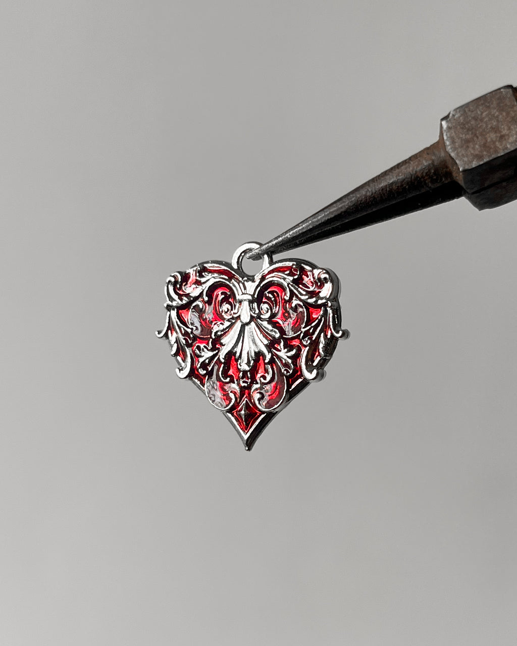 Devil red heart charm - 3 pc