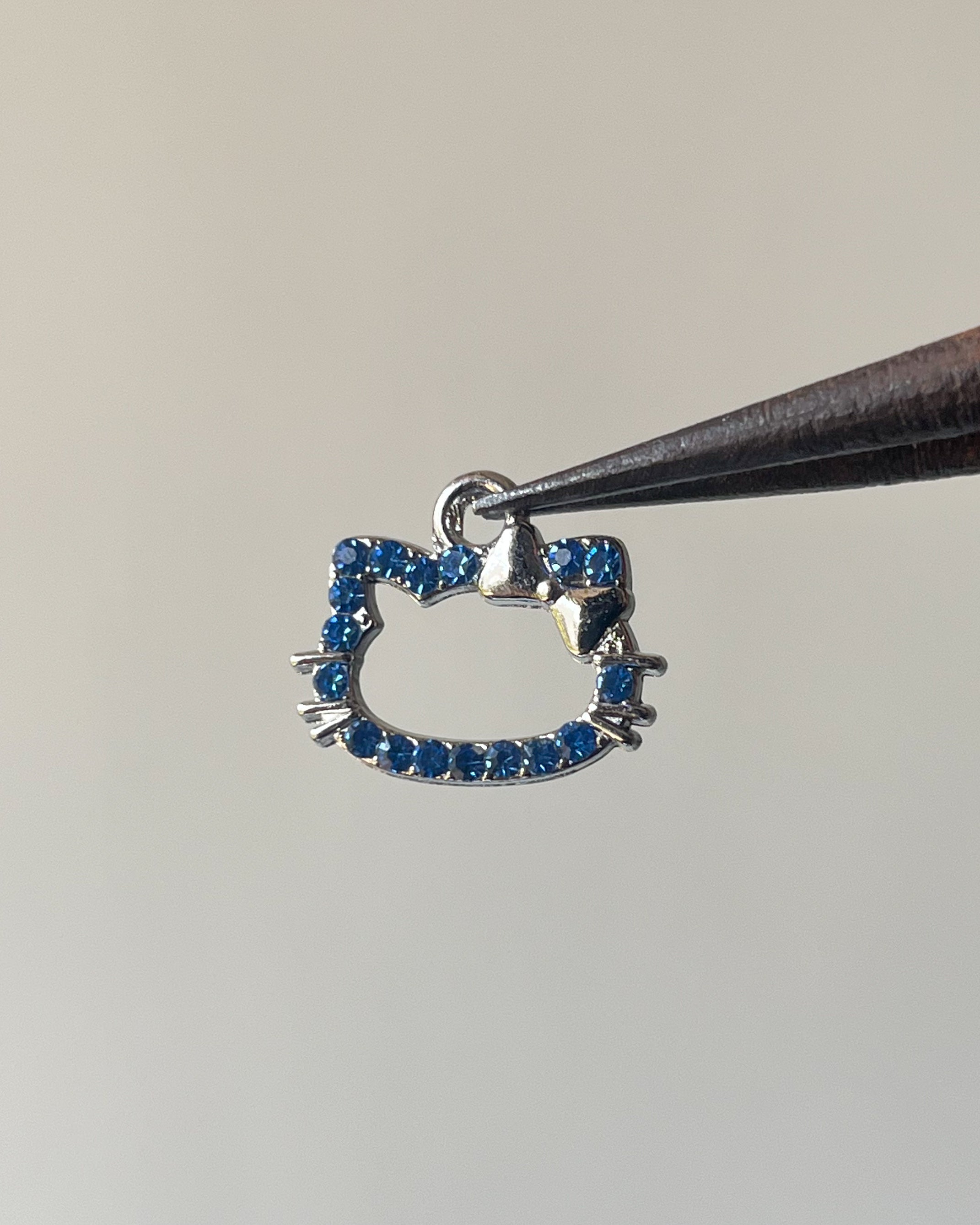Blue kitty charm  // 10 pc