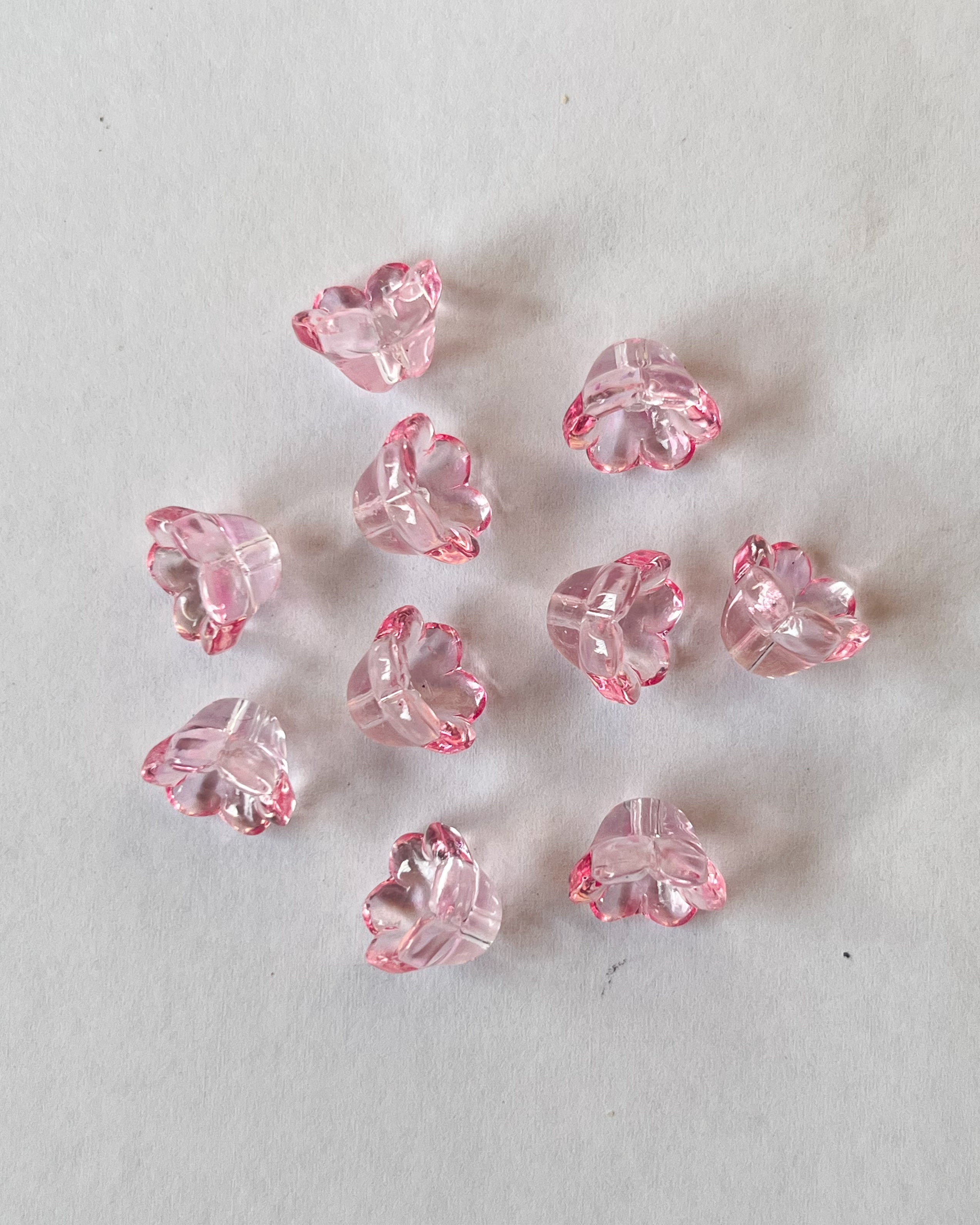 Pink colour glass cap // 10 pc