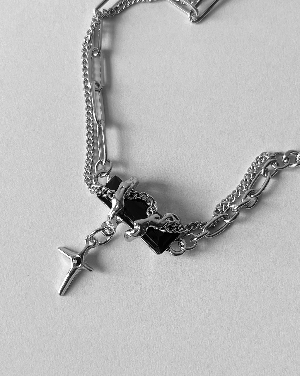 Onyx Steel Chain Necklace