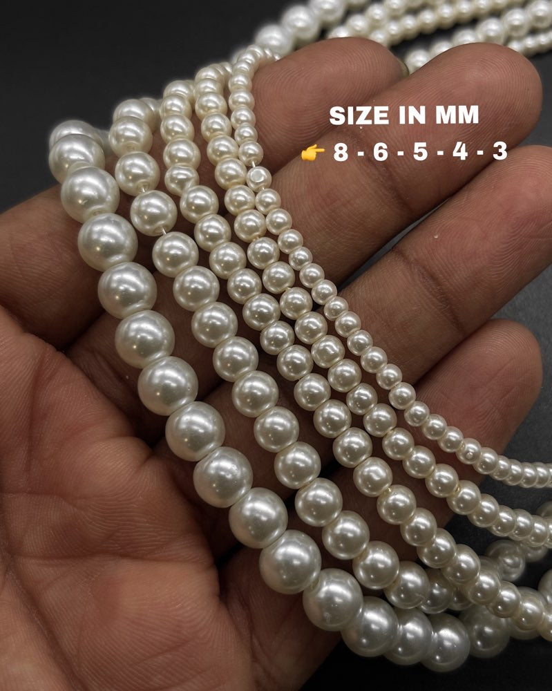 Cream Pearl Glass Beads Pack of 90-100