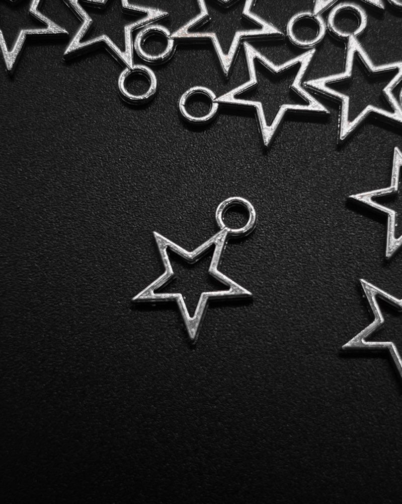 Silver Star Charm // 100 pc