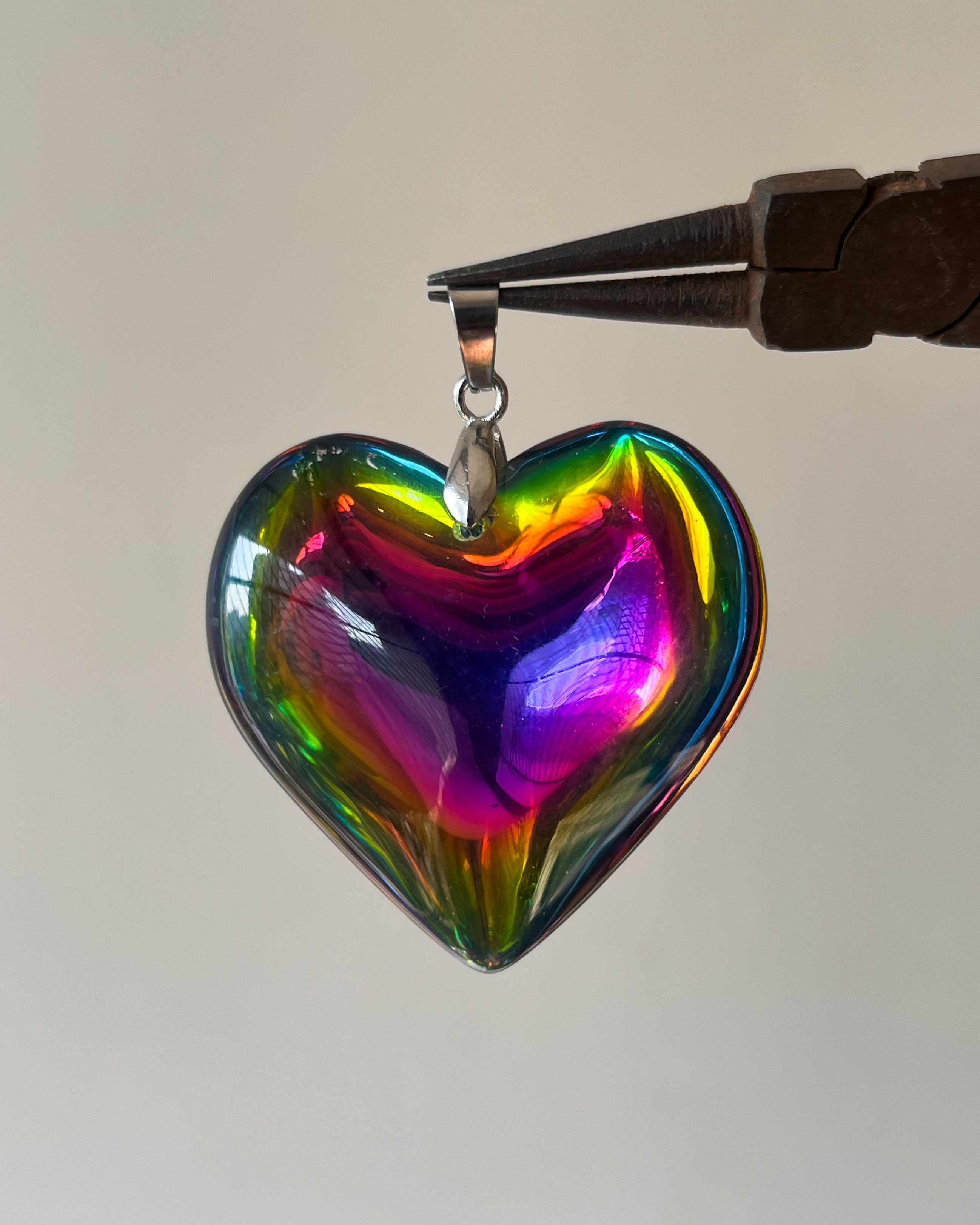 Multicoloured chunky glass heart