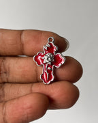 Red rose cross charm