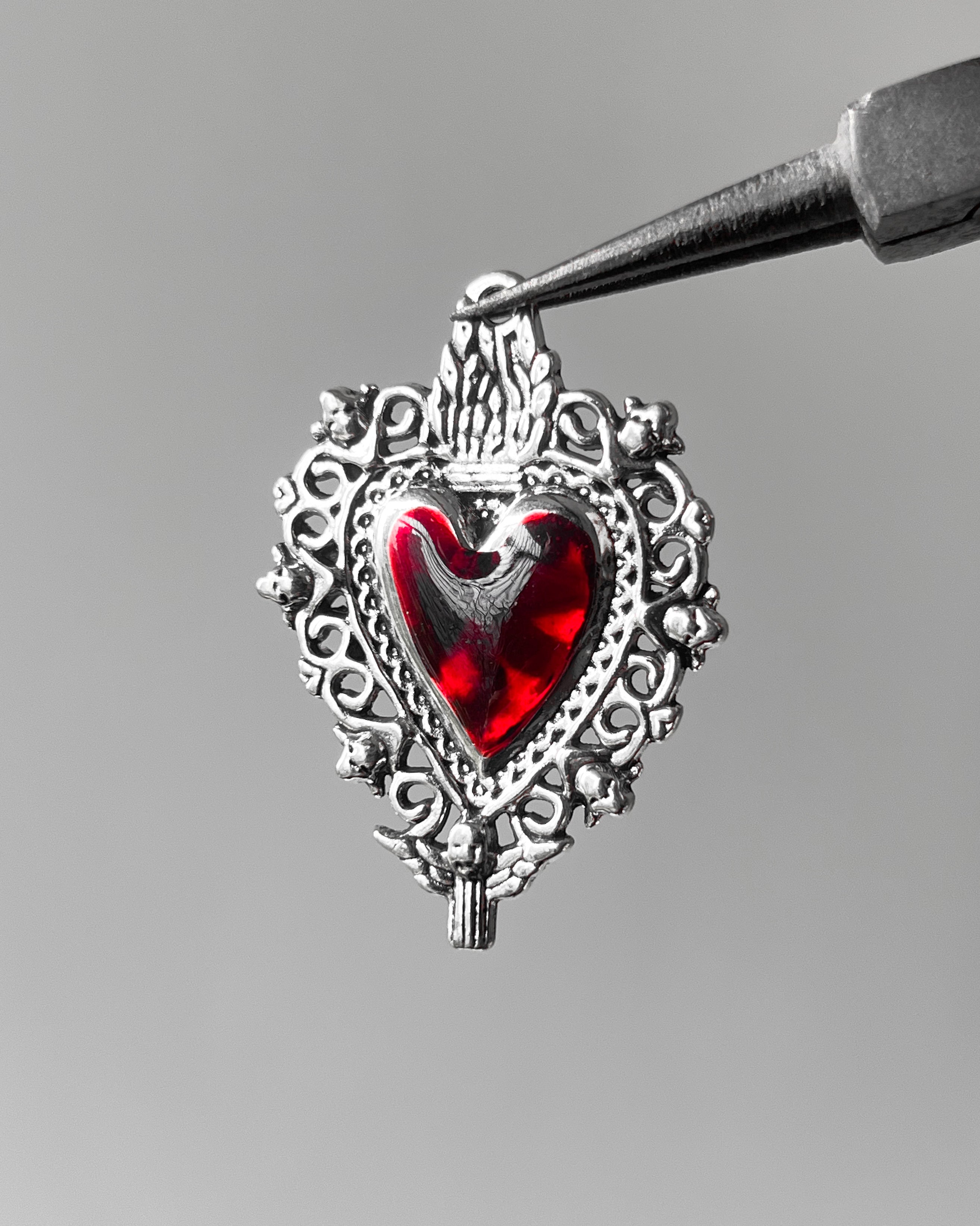 Red Chrome heart charm