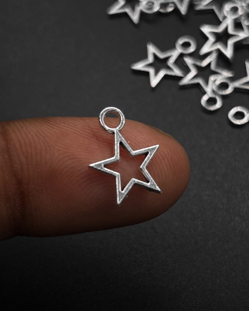 Silver Star Charm // 100 pc