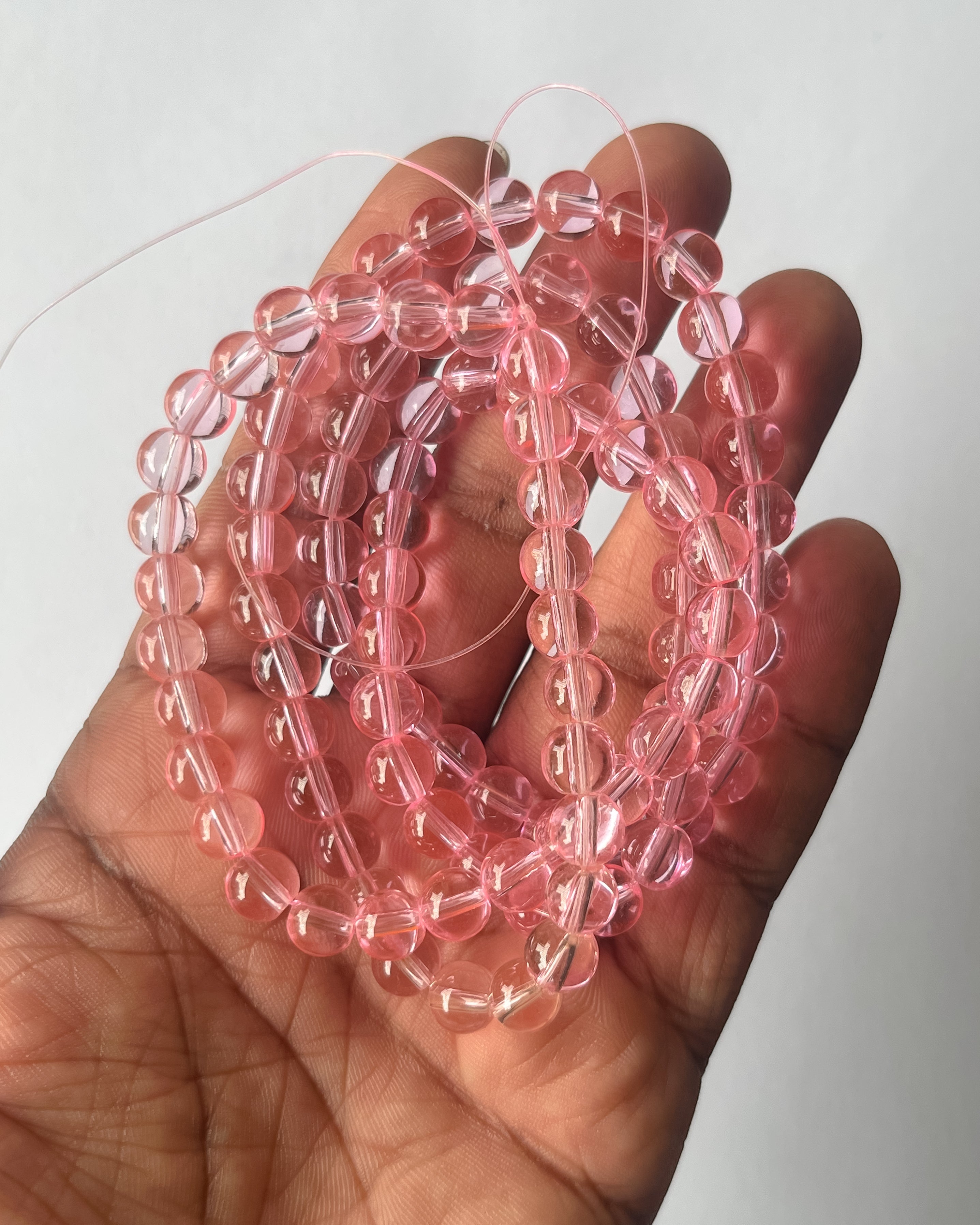 8mm transparent pink Jelly beads - 1 line