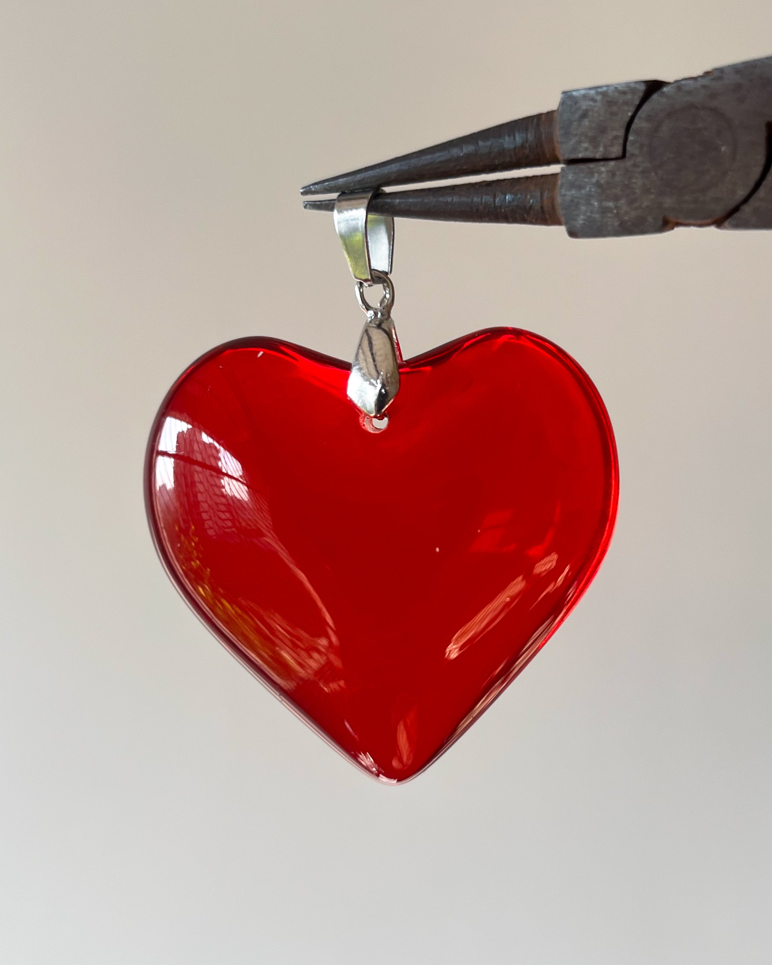 Red chunky glass heart
