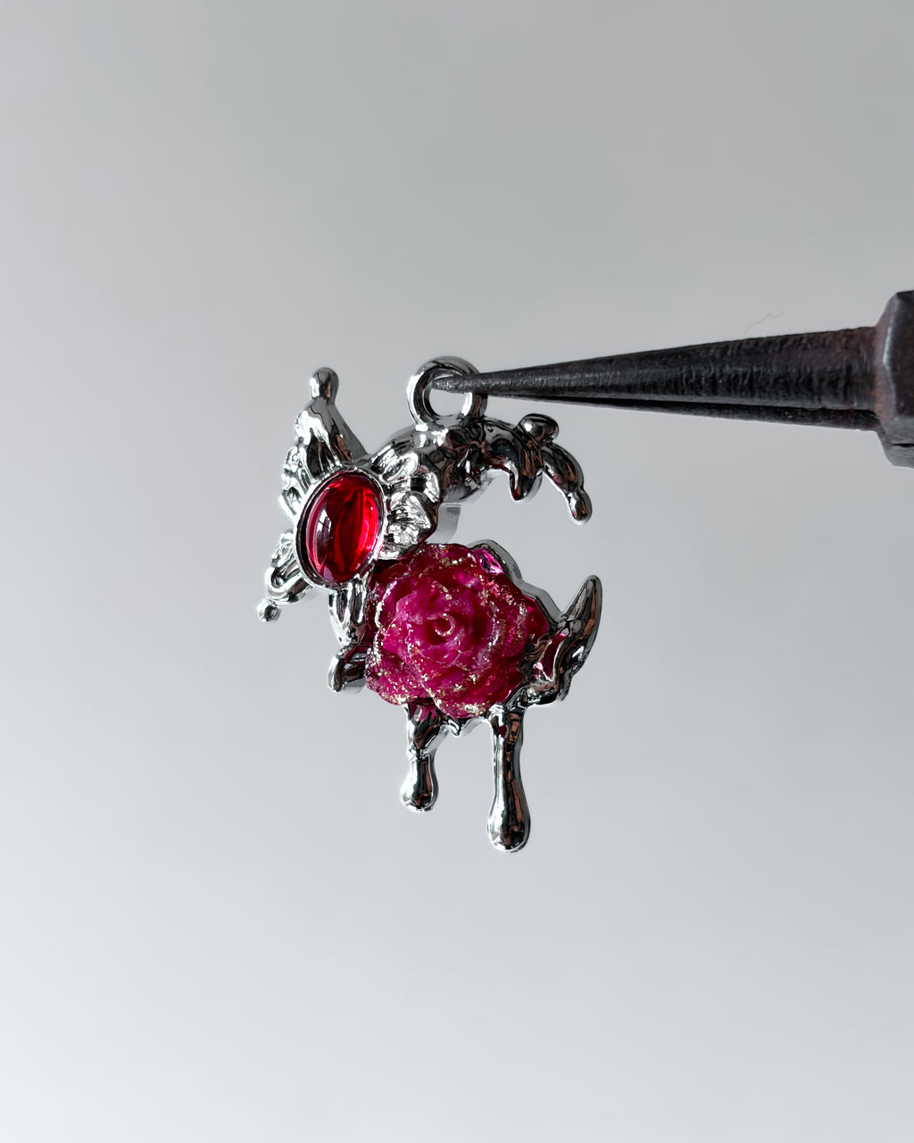 Red butterfly moon charm - 3 pc